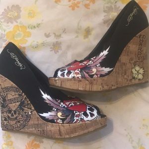 Ed Hardy summer wedges